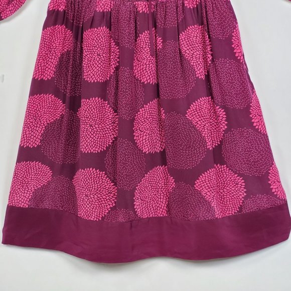Anthropologie Girls from Savoy Womens Dress sz 0 Silk purple print knee length - Picture 9 of 9